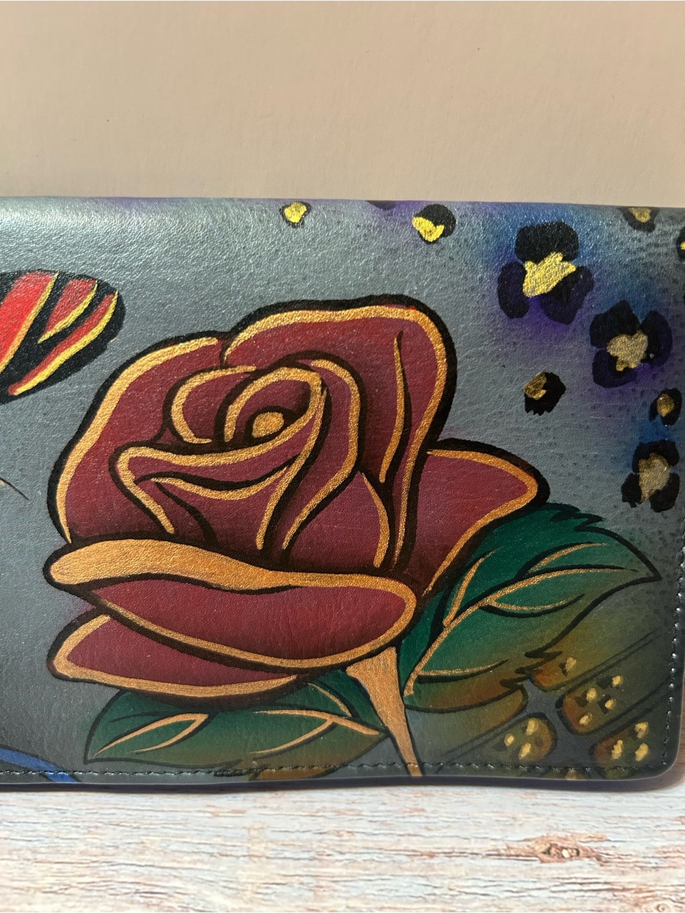 Anna by Anuschka Hand-Painted Floral Leather Wallet in Multi-Color - Picture 2 of 6